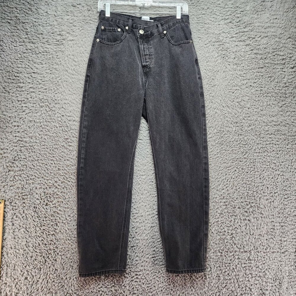 Princess Polly Jeans Womens 4 Black High-Waisted Button-Fly 100% Cotton